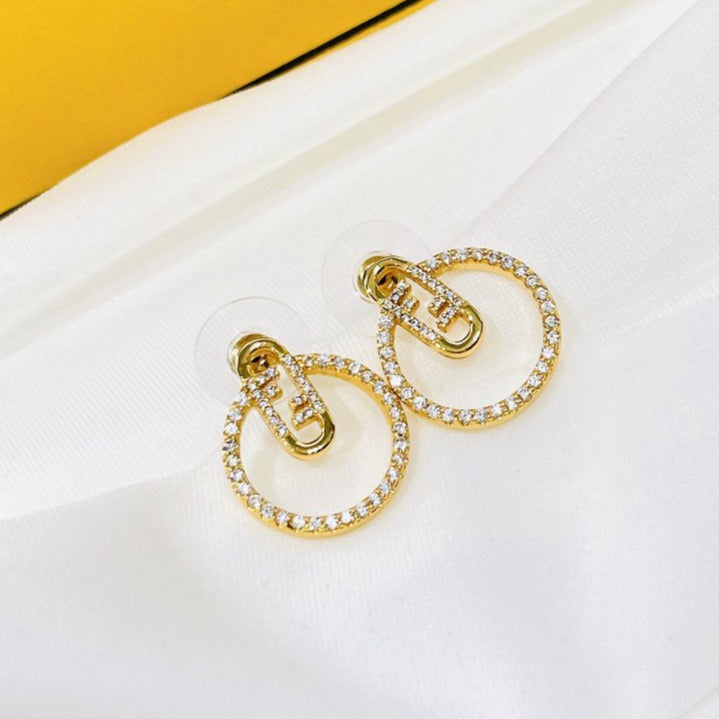 FENDI O’LOCK EARRINGS GOLD DIAMOND