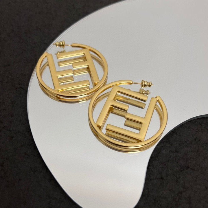 FENDI DOUBLE F GOLD EARRINGS
