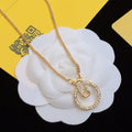 FENDI F LOGO GOLD DIAMOND NECKLACE