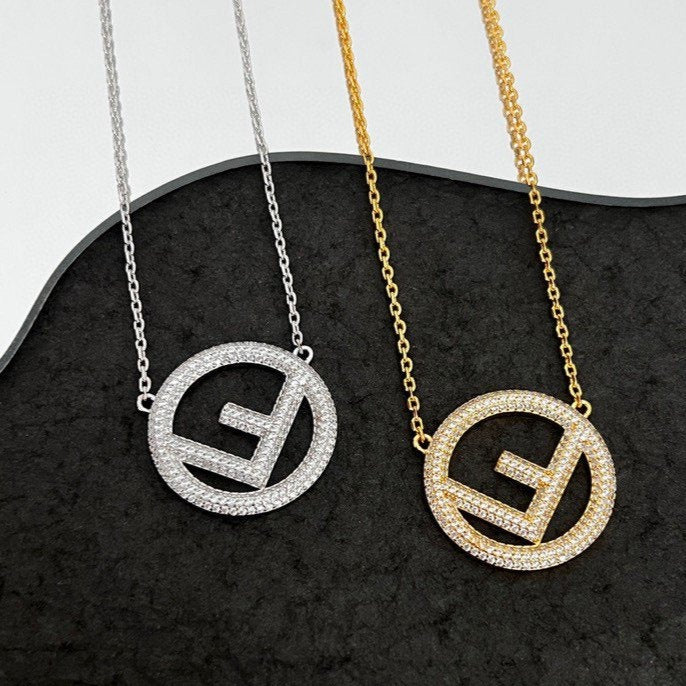 FENDI F LOGO NECKLACE FULL DIAMOND