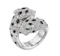 CARTIER DOUBLE PANTHERE SILVER DIAMOND RING