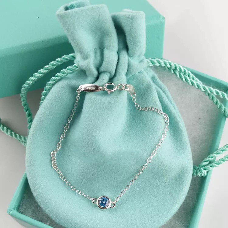 TIFFANY DIAMOND STERLING SILVER AQUAMARINE BUBBLE BRACELET