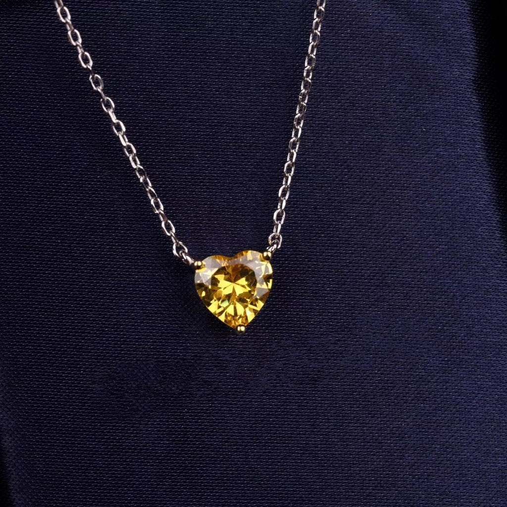 GRAFF HEART SHAPE SILVER YELLOW DIAMOND NECKLACE