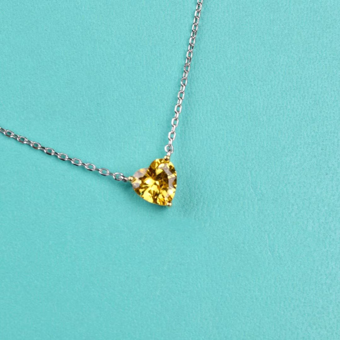 GRAFF HEART SHAPE SILVER YELLOW DIAMOND NECKLACE