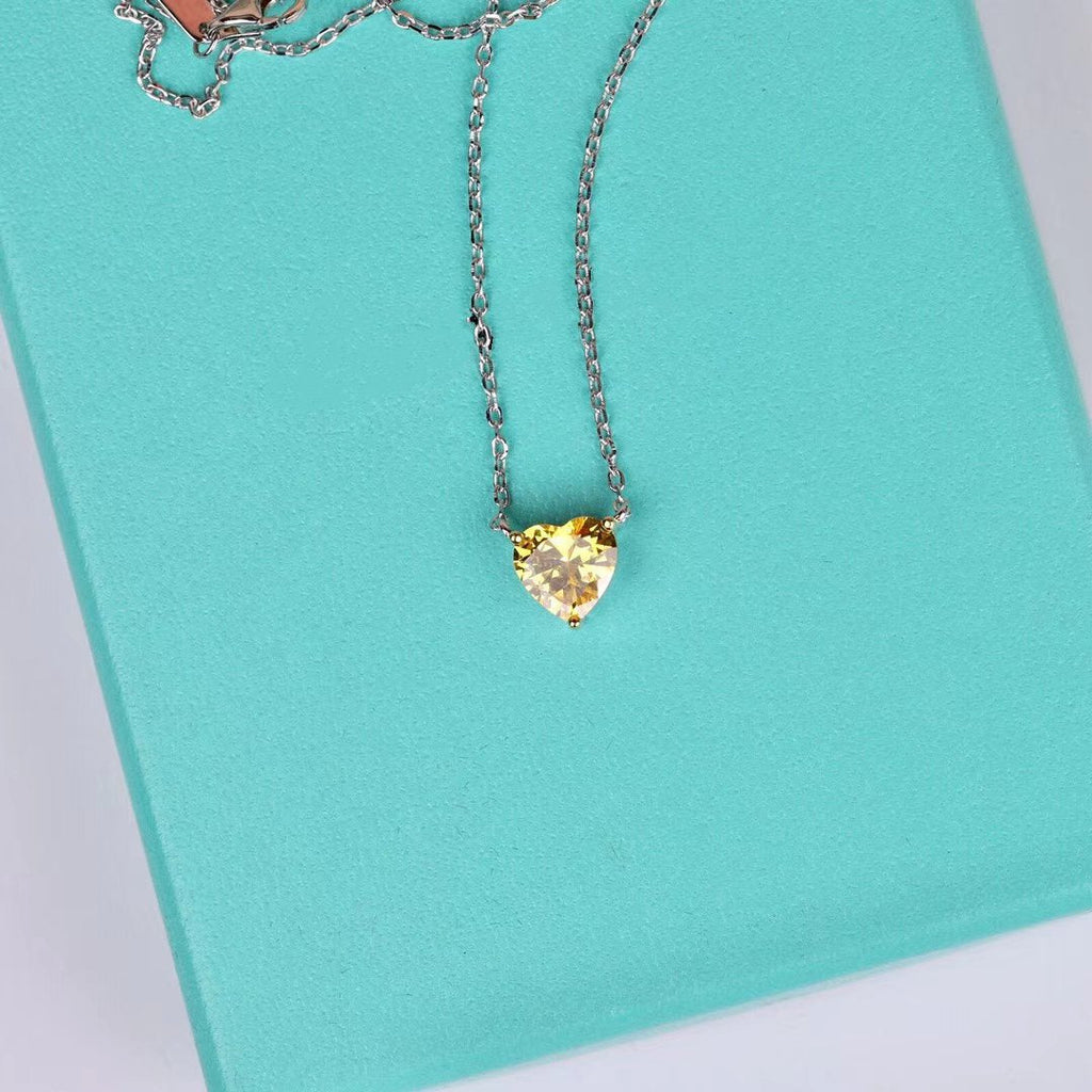 GRAFF HEART SHAPE SILVER YELLOW DIAMOND NECKLACE