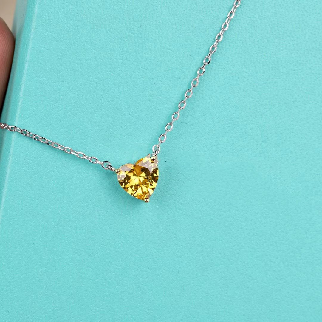 GRAFF HEART SHAPE SILVER YELLOW DIAMOND NECKLACE
