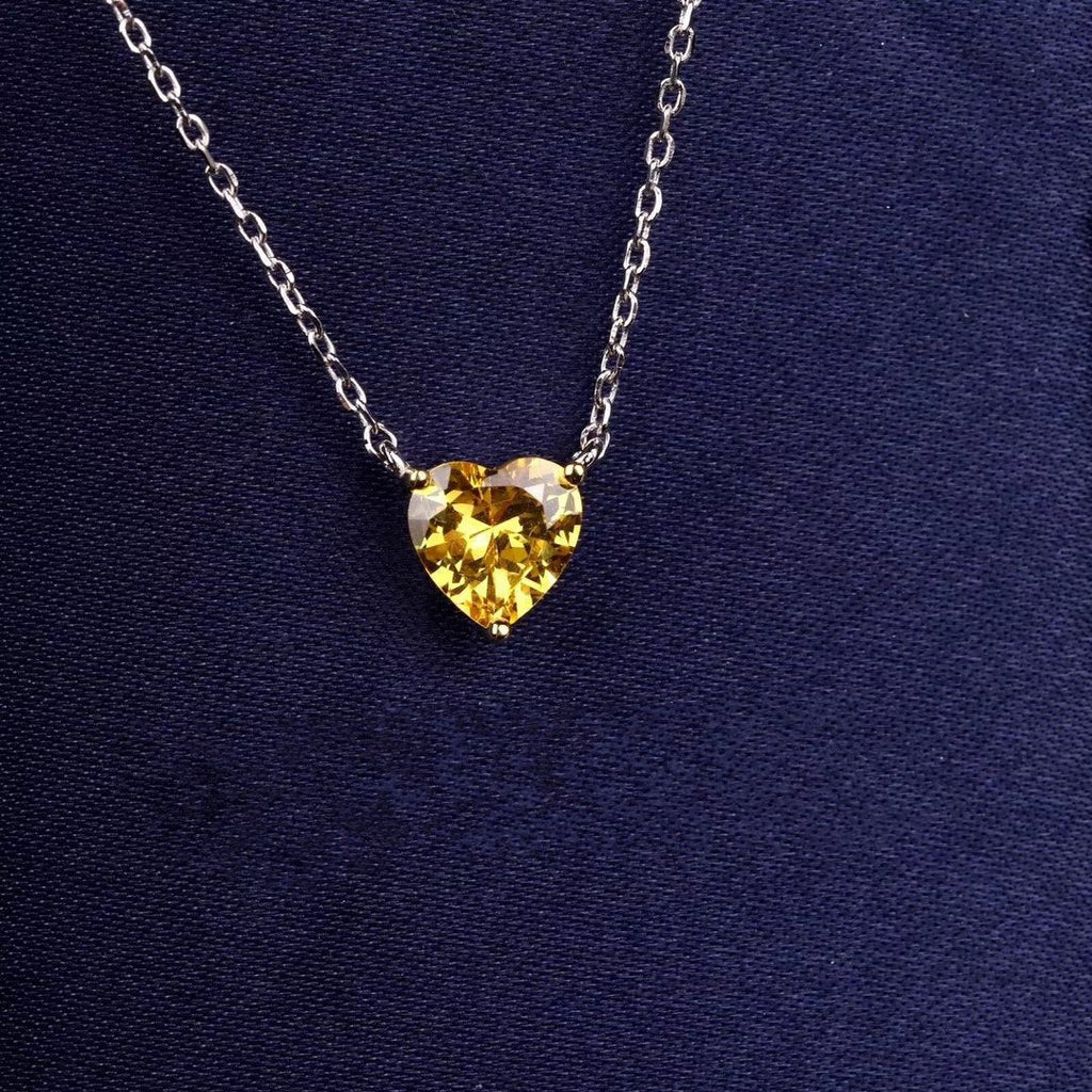 GRAFF HEART SHAPE SILVER YELLOW DIAMOND NECKLACE