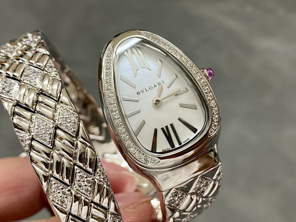 BVLGARI SERPENTI SPIGA 35 SILVER BLACK DIAL