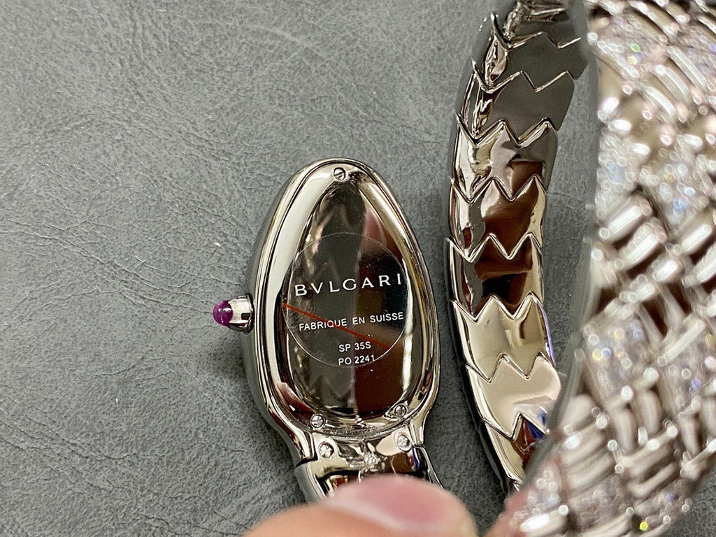 BVLGARI SERPENTI SPIGA 35 SILVER BLACK DIAL