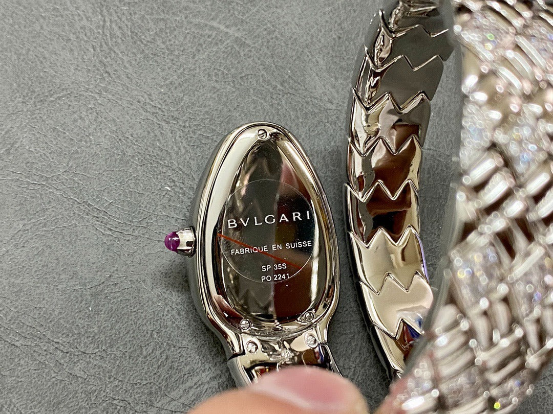 BVLGARI SERPENTI SPIGA 35 SILVER BLACK DIAL