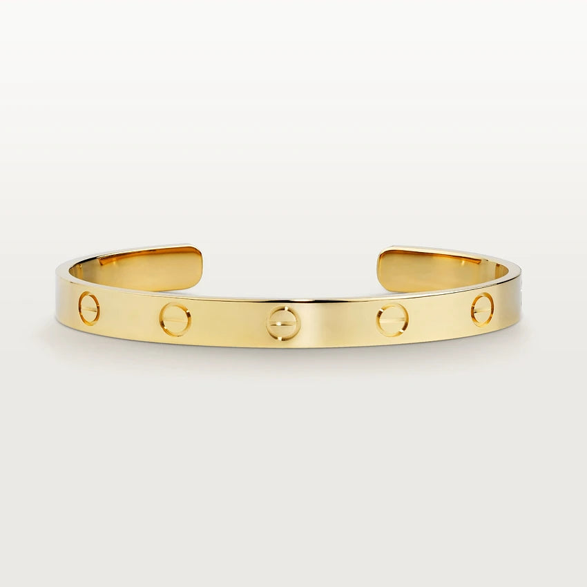 CARTIER LOVE BRACELET 6.1MM OPEN CUFF GOLD