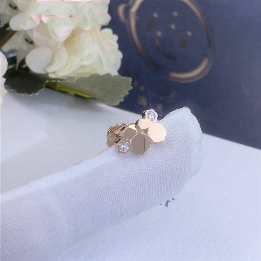 CHAUMET BEE LOVE PINK GOLD DIAMOND EARRINGS
