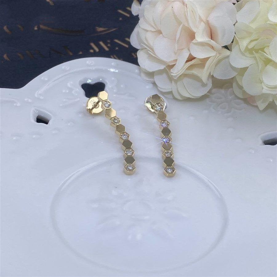 CHAUMET BEE LOVE GOLD DIAMOND LONG EARRINGS