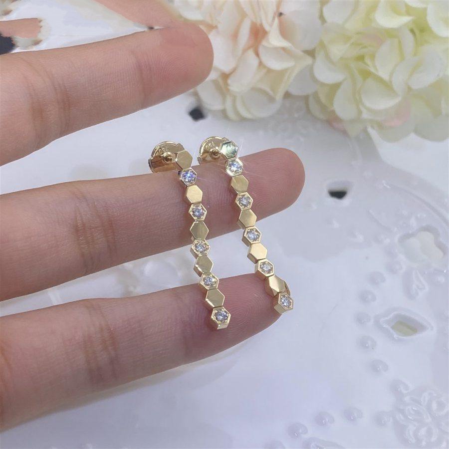 CHAUMET BEE LOVE GOLD DIAMOND LONG EARRINGS