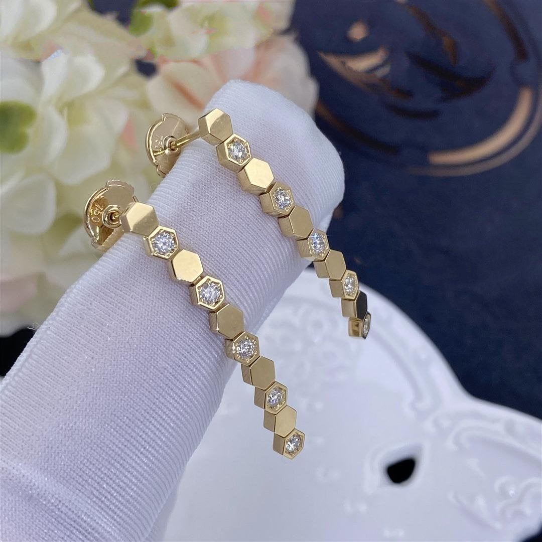 CHAUMET BEE LOVE GOLD DIAMOND LONG EARRINGS