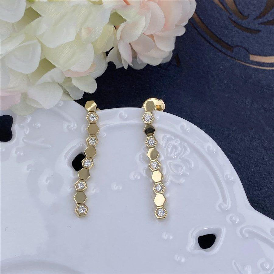 CHAUMET BEE LOVE GOLD DIAMOND LONG EARRINGS
