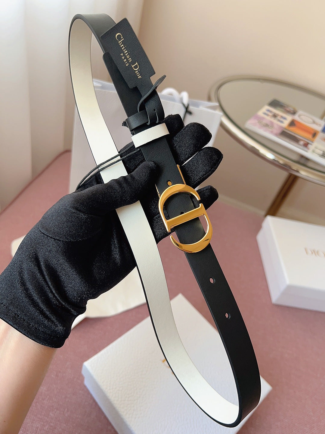 DIOR 25S BELT 20 MM IN BLACK CALFSKIN 618009