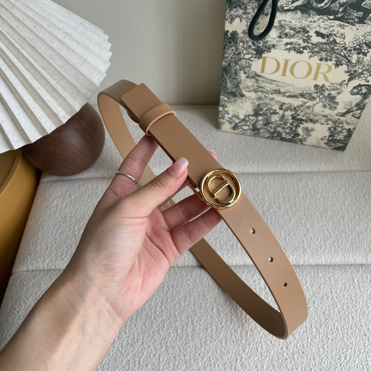 DIOR 25S BELT 25 MM IN LIGHT BROWN CALFSKIN 572164
