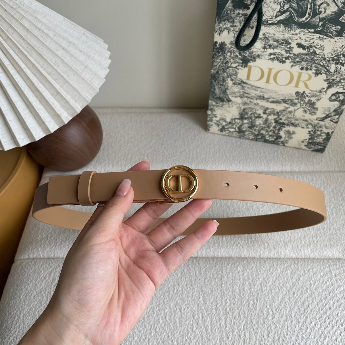 DIOR 25S BELT 25 MM IN LIGHT BROWN CALFSKIN 572164