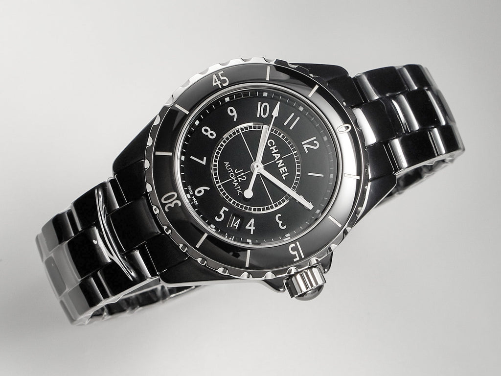 CHANEL J12 Date Automatic Black Ceramic White Numerals Black Dial White Steel Hands