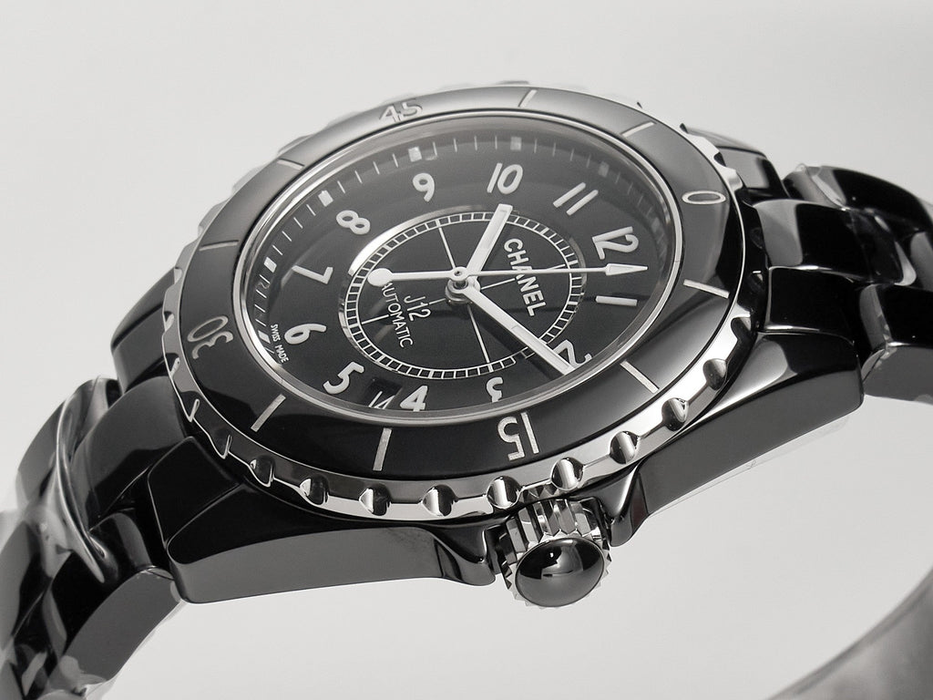 CHANEL J12 Date Automatic Black Ceramic White Numerals Black Dial White Steel Hands