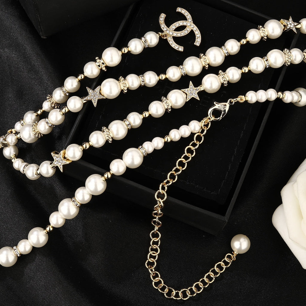 CHANEL 25S CHAIN BELT IN WHITE PEARL 612712