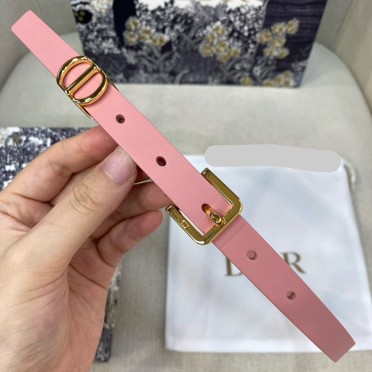 DIOR 25S BELT 15 MM IN PINK CALFSKIN 559724