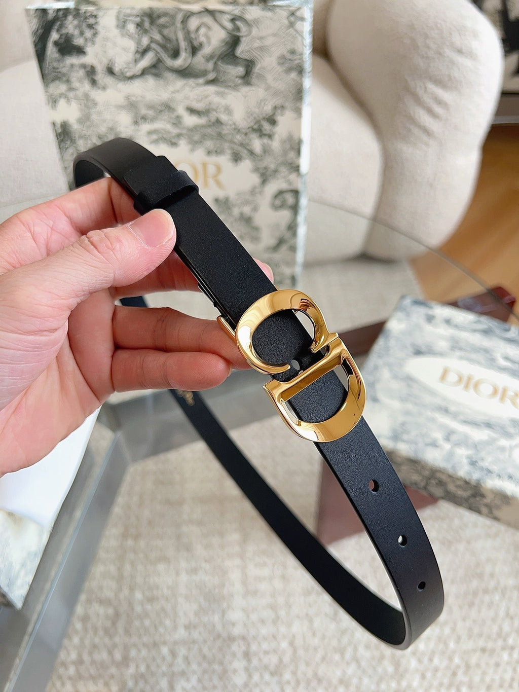 DIOR 25S BELT 20 MM IN BLACK CALFSKIN 613187