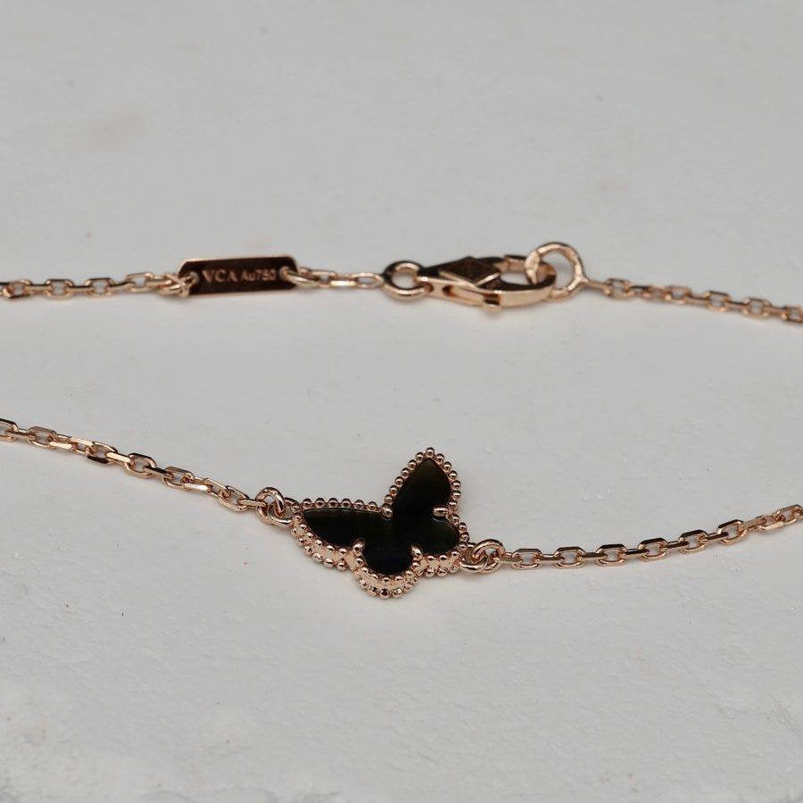 Van Cleef & Arpels BUTTERFLY ONYX PINK GOLD BRACELET
