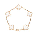 Van Cleef & Arpels CLOVER 5 MOTIF ROCK CRYSTAL PINK GOLD BRACELET