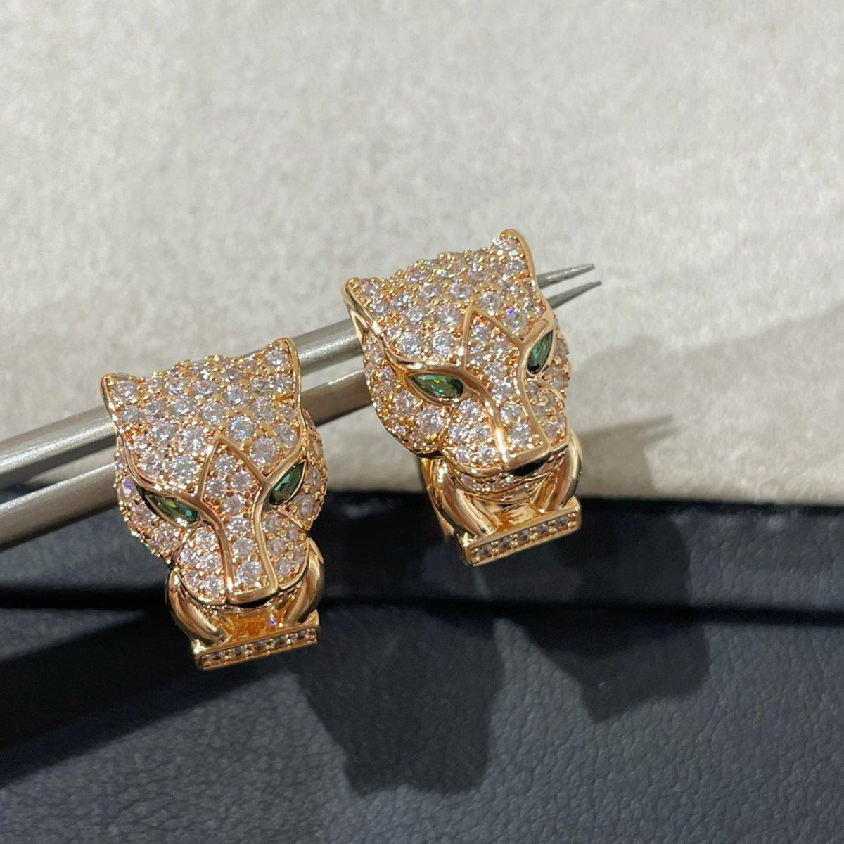 CARTIER PANTHERE DIAMOND STUD EARRINGS
